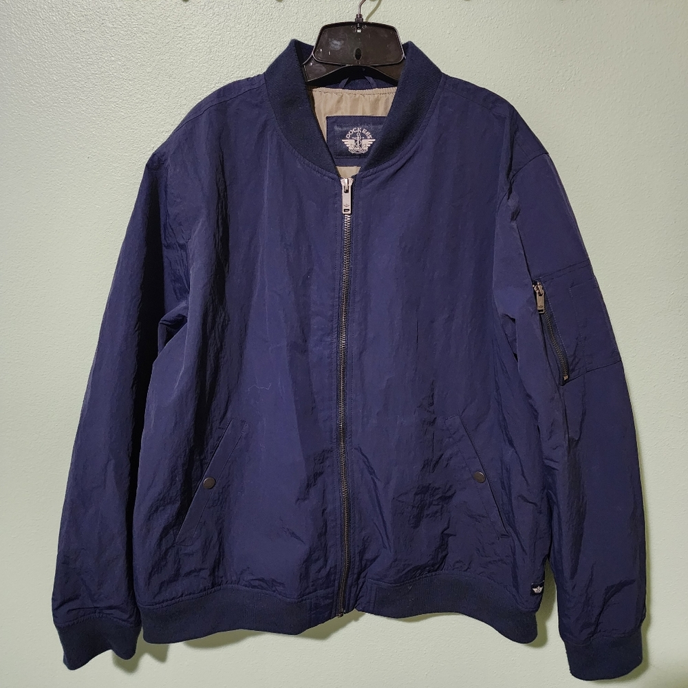 Men's Dockers 2-Pocket Zip Front Bomber Jacket Navy Size XXL